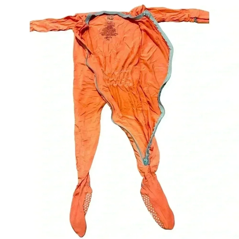 Kickee Pant 12-18 mo peach and teal muffin ruffle coveralls. Like new. - Picture 5 of 6